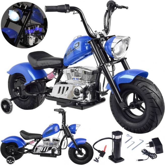 Elektrische chopper voor kinderen op accu met gashendel 24V – Blauw