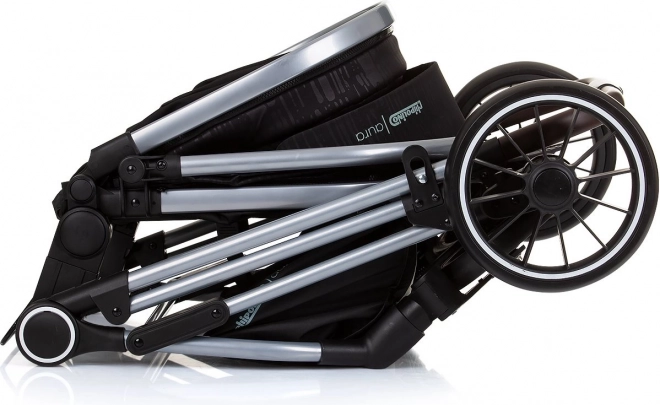 CHIPOLINO Kinderwagen gecombineerd Aura 2v1 Obsidian, Zilver