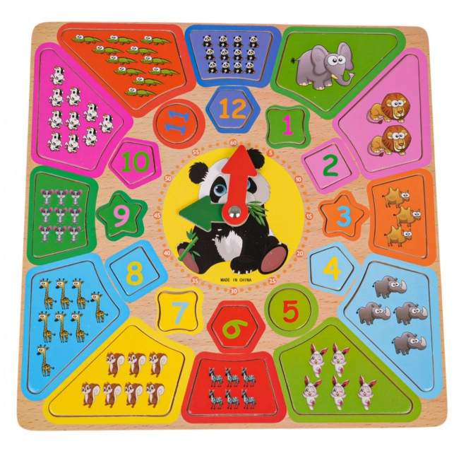 Educatief bord met klokken en leren tellen Panda