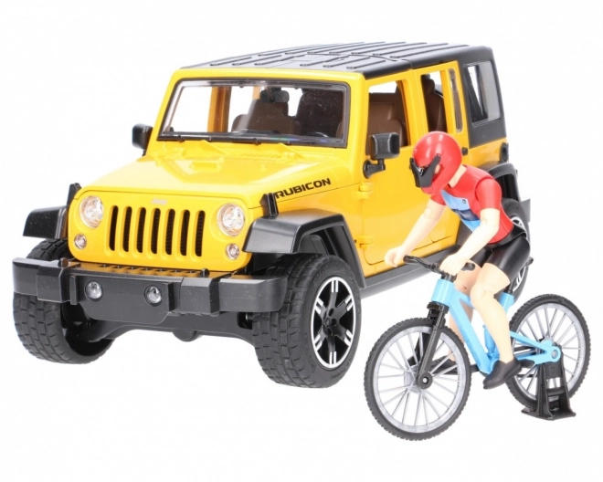 Bruder Jeep Wrangler Rubicon met fietser en fiets