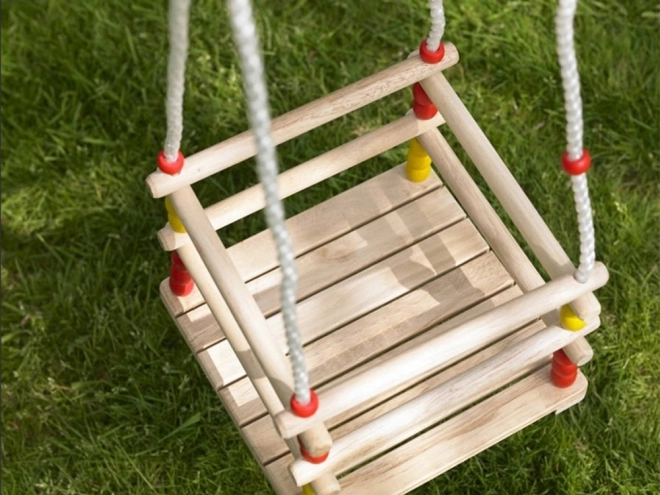 Kinder tuin schommel met houten leuning