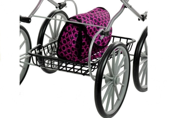 Kinderwagen voor poppen Alice Retro, groot, diep, tas