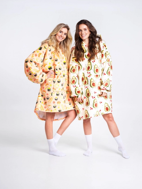Cozy Noxxiez CH351 Sushi - verwarmende tv-hoodie deken met capuchon voor tieners en volwassenen