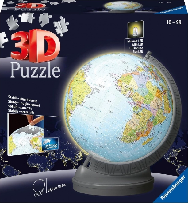 3D Puzzelbal Verlichte Wereldbol 548 stukjes Ravensburger