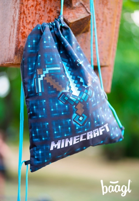 Minecraft 2 set blauwe bijl en zwaard etui en zak