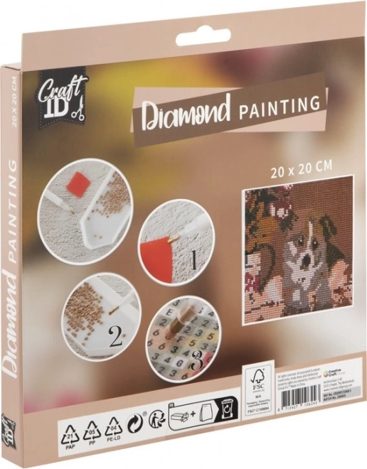 GRAFIX Diamantschilderij Schattige Puppy 20x20cm