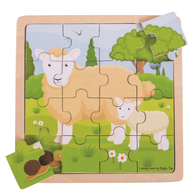 Bigjigs Toys puzzel - Schaap met lammetje