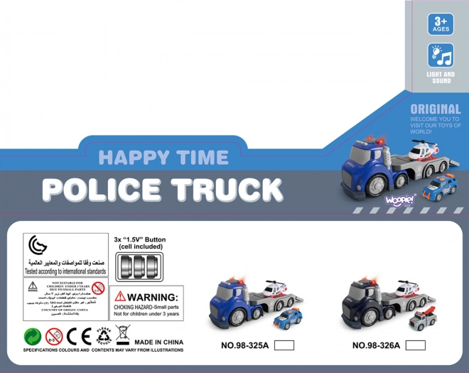 Woopie Blauwe Politie Trailer City Truck met Licht- en Geluidseffecten
