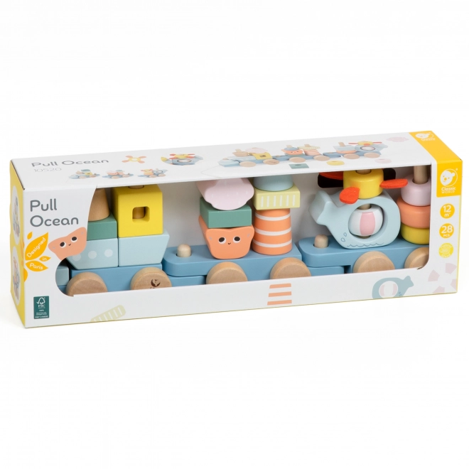 Houten treintje om te trekken Ocean CLASSIC WORLD – Montessori stapelspel