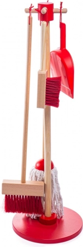 Alles overzichtelijk op een houten standaard