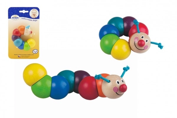 Housenka Thee gekleurd houten 13cm op kaart 6m+