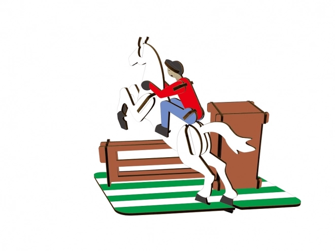 Woodcraft houten 3D puzzel pennenhouder Paardenrennen