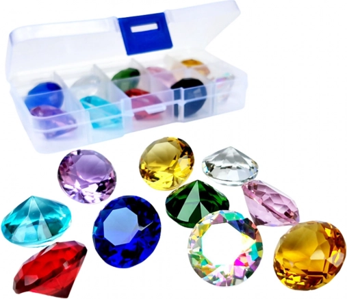 Set van kleurrijke decoratieve diamanten in doos, 10 stuks