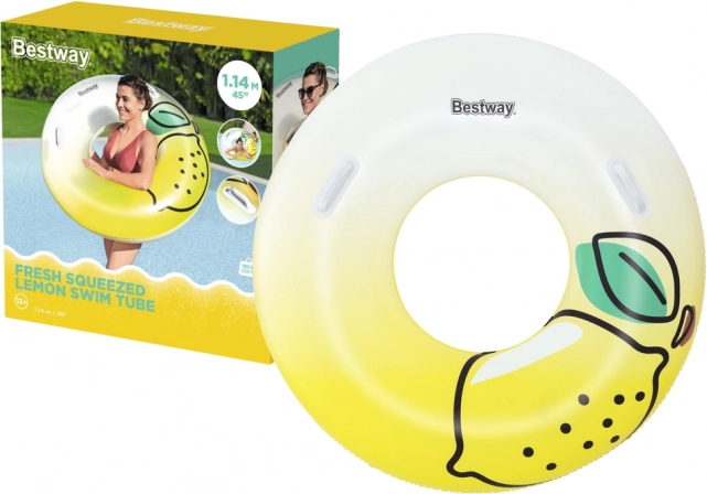 Bestway opblaasbare zwemring met handgrepen citroen 114 cm