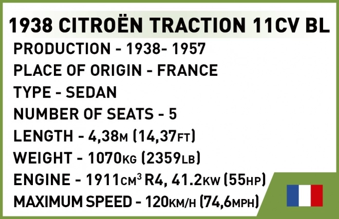 COBI 2266 1938 Citroën Traction 11CV, 1:35, 236 st, 1 figuur