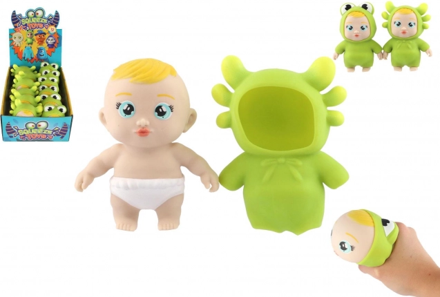 Anti-stress knijpbare siliconen speelgoed – baby in dierenkostuum 14 cm
