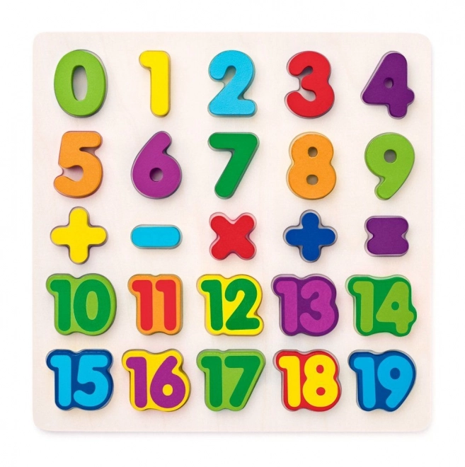 WOODY houten inlegpuzzel cijfers en rekenkundige tekens – 25 stukjes
