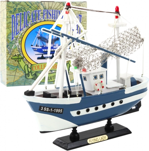 Model verzamel-vissersboot Flying Lady blauw 24x23 cm