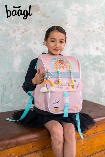 BAAGL Schooltas Zippy Regenboog Roze