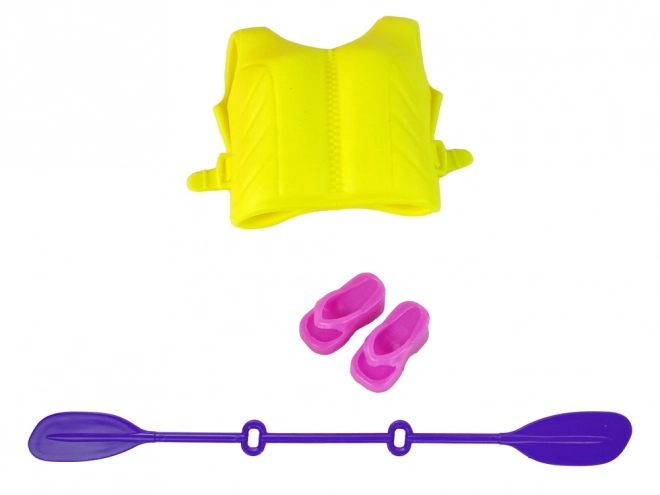 Poppen Set met Kajak en Accessoires - Roze