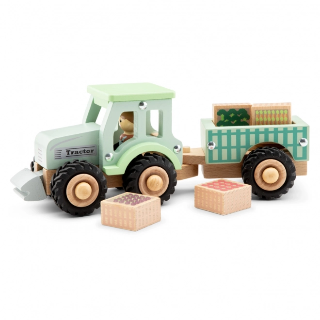 Tractor met aanhangwagen en lading