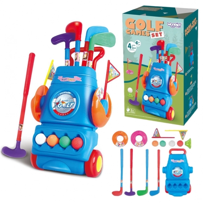 Kinder golfset met kar op wieltjes Woopie