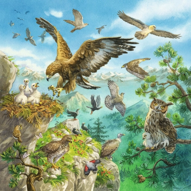 Vogels in een bergomgeving