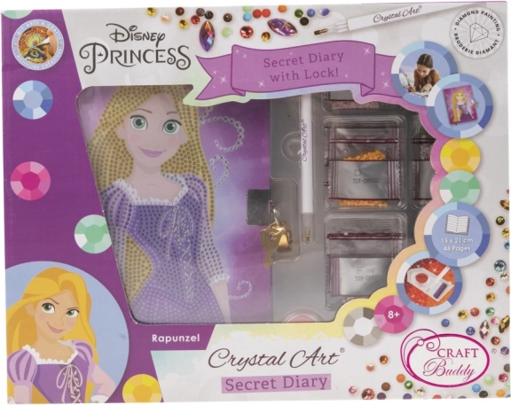 Creatief notitieblok Crystal Art met slot – Rapunzel