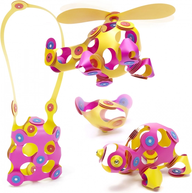 Magnetische blokken Clixo Crew pack, roze en geel