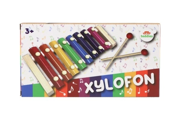 Xylofoon hout/metaal 24cm met stokken in doos 25x13x4cm