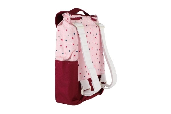 Rugzak met draagzak voor pop stof 17x26cm met accessoires voor pop in zak