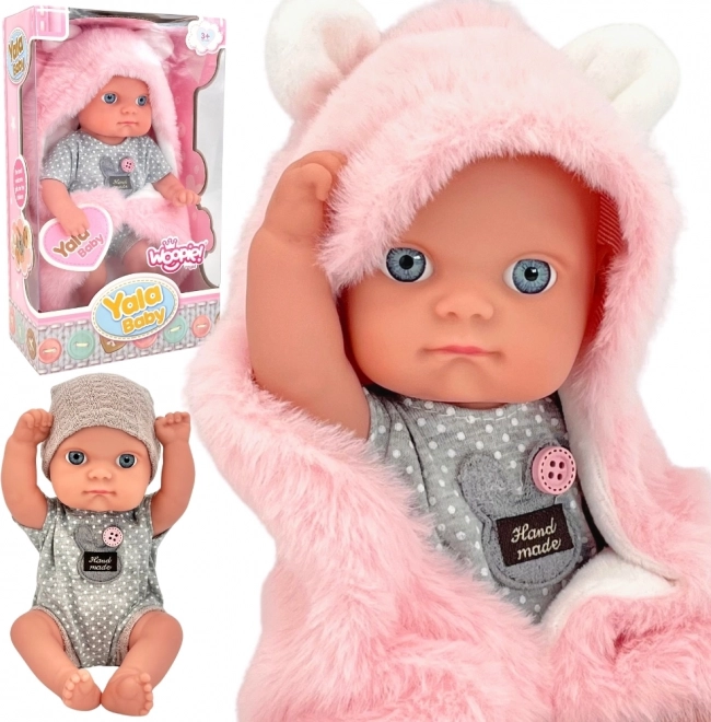 Eerste Baby Pop WOOPIE ROYAL met Konijnen Dekentje 23 cm