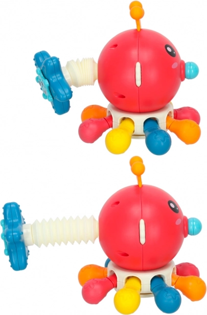 Sensorisch speelgoed bijtring voor baby's octopus Bibi-Inn rood