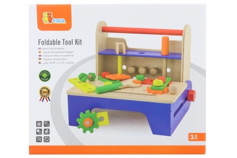 Houten schroefset met gereedschap