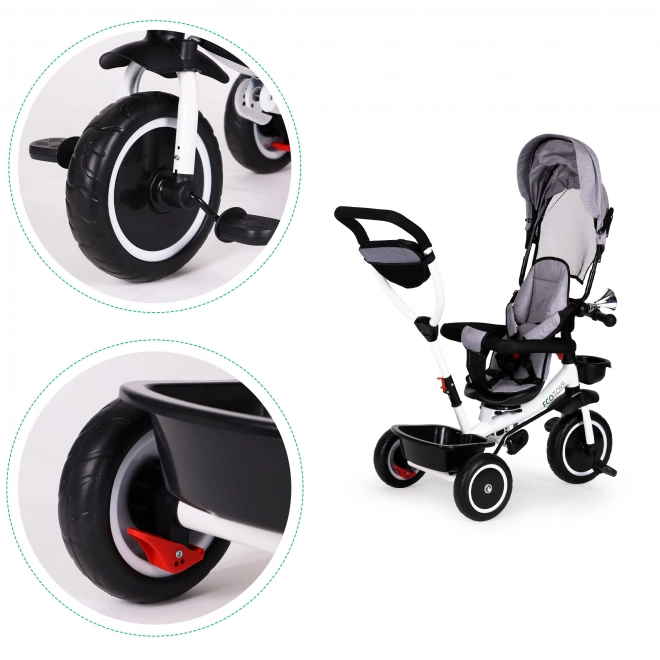 ECOTOYS Driewieler met zonnescherm en stuurstang - grijs