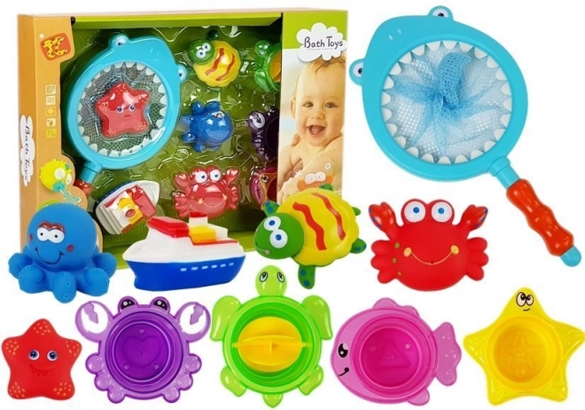 Set badspeelgoed met schepnet – swingend plezier met gesneden zeester en schildpad