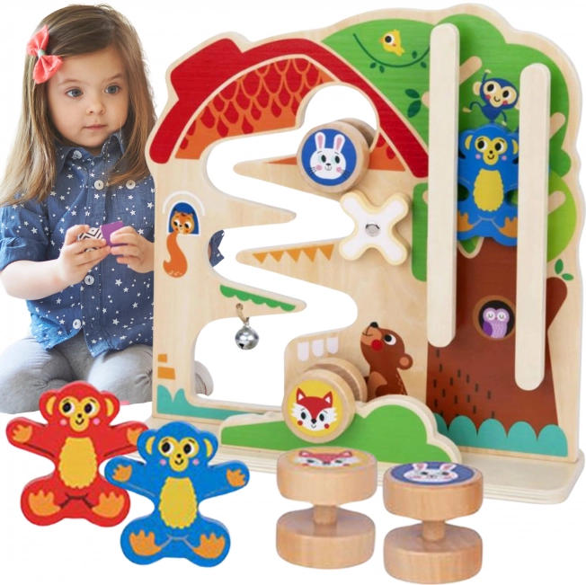 Houten Montessori-manipulatiebord Labyrint Tooky Toy
