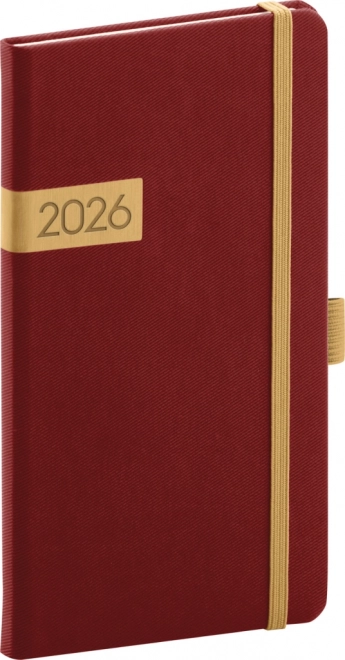 Pocketagenda Twill bordeaux-goud 2026