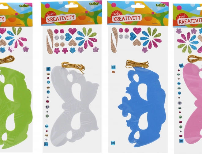 Creatieve set masker 14x36 cm met touw en versieringen