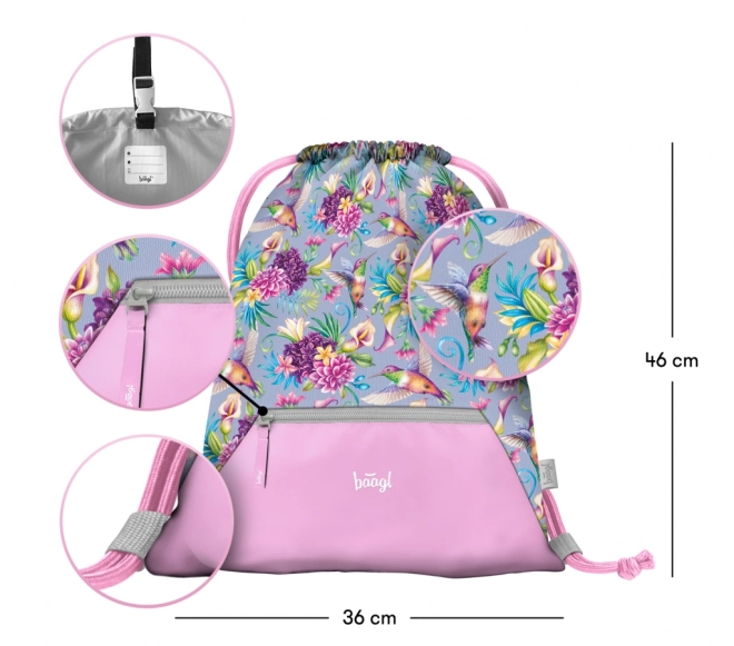 BAAGL SET 3 Airy Kolibrie: boekentas, etui, zak