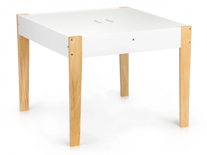 ECOTOYS Houten kindertafel met bord en twee stoeltjes
