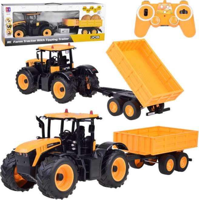 JCB Tractor met op afstand bediende kipperaanhanger Double E 1:16 RC0670