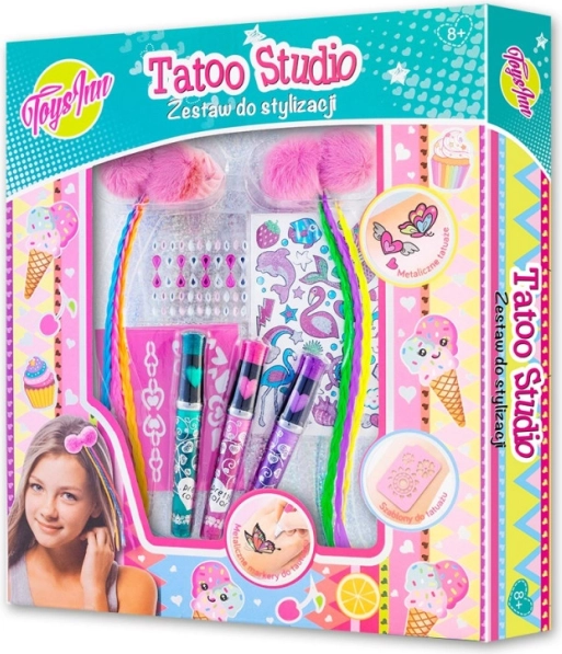 Set voor haar en tatoeages met vlechtjes