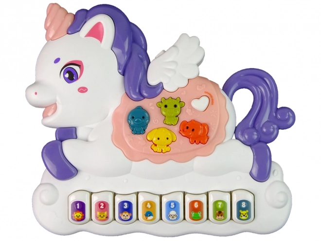 Interactieve Piano Eenhoorn Geluiden Dieren Geluiden Voertuigen Melodieën Wit