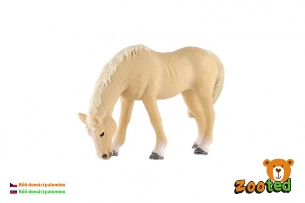 Paard huiselijk palomino merrie zooted plastic 13cm in zak