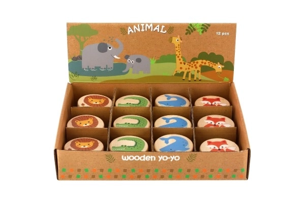 Houten jojo met dieren 5,5 cm