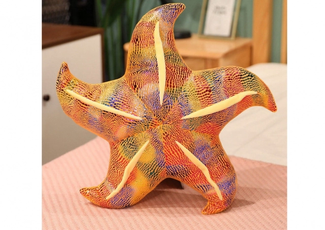 Pluchen zeester geel kussentje mascotte 20 cm