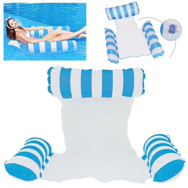 Comfortabel opblaasbaar ligbed voor in het water met hoofdsteun en armleuning