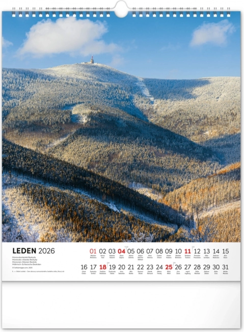 Wandkalender Wandelen door het Moravische landschap 2026
