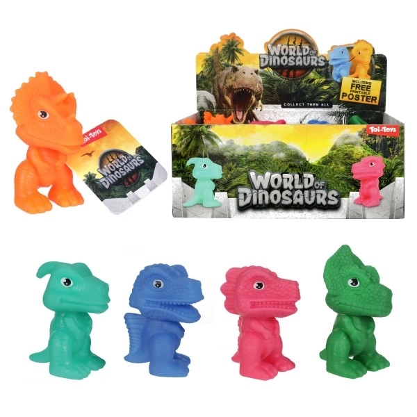 Rubberen dinosaurus 8cm - 5 soorten in doos